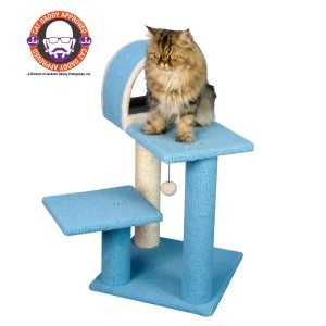 Armarkat 29in. Sky Blue Real Wood Cat Tree w/ Scratcher & Tunnel